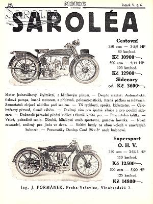 Saroléa 1926, Formánek, Motor (Motocykl)